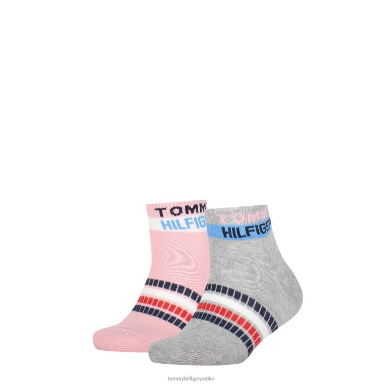 Tommy Hilfiger Трака са логотипом за децу четвртине у паковању од 2 комада - 2D080190 Tommy Hilfiger Srbija светло сиви меланж/стр