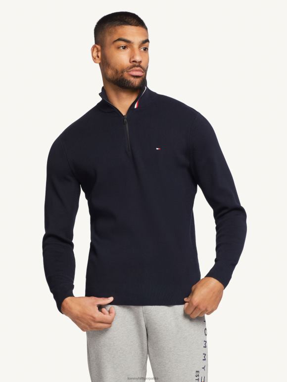 Tommy Hilfiger вцц структурирани рајсфершлус лажни џемпер - 2D0801320 Tommy Hilfiger Clothing пустињско небо