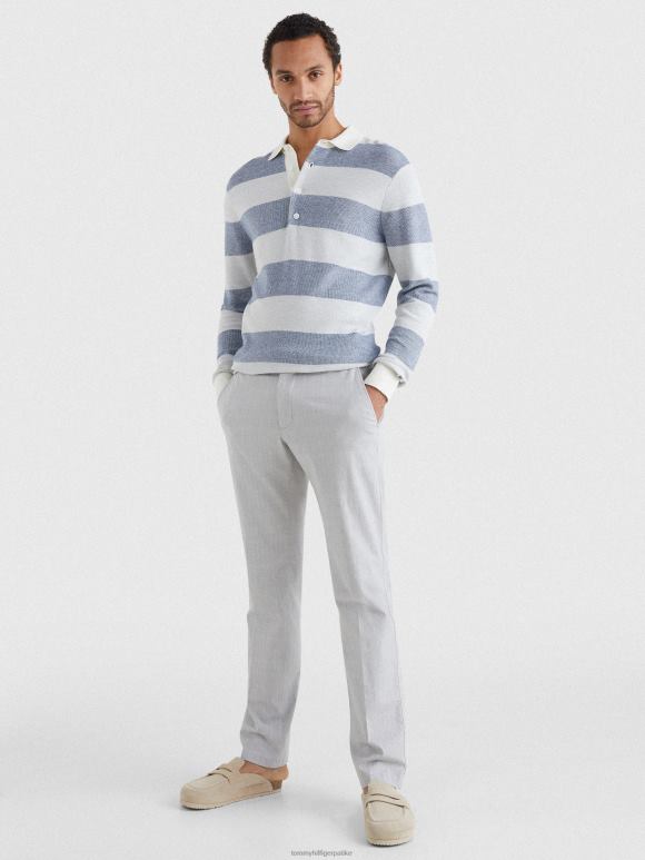 Tommy Hilfiger рагби мајица са узвишеним пругама - 2D0801356 Tommy Hilfiger Clothing светло сиви меланж