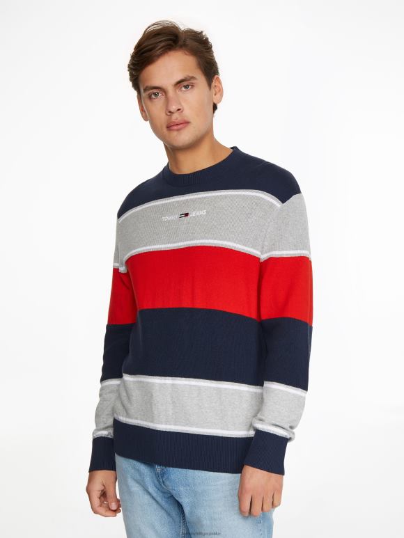 Tommy Hilfiger џемпер опуштеног кроја са контрастном пругом - 2D0801396 Tommy Hilfiger Clothing тамноплава трака