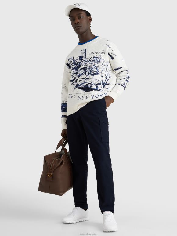 Tommy Hilfiger њујорк жакар плетени џемпер - 2D0801424 Tommy Hilfiger Clothing перо бело