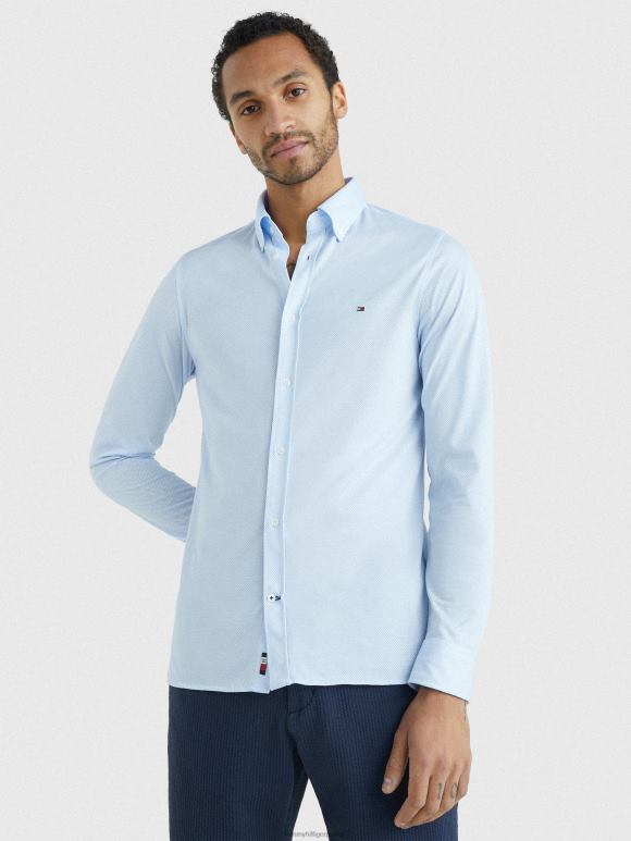 Tommy Hilfiger 1985 есенцијална полигиена уска кошуља - 2D0801208 Tommy Hilfiger Clothing оптичка бела/блага плава