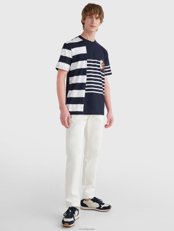 Tommy Hilfiger иконе мајица са мешовитим пругама - 2D0801488 Tommy Hilfiger Clothing пустињско небо/бело