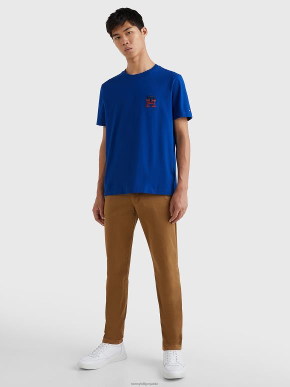 Tommy Hilfiger есенцијална мајица са везом са монограмом - 2D080736 Tommy Hilfiger Clothing подебљано плаво