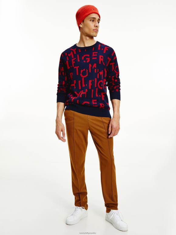 Tommy Hilfiger џемпер са овратником са логом - 2D080703 Tommy Hilfiger Clothing пустињско небо/регата црвено/црно
