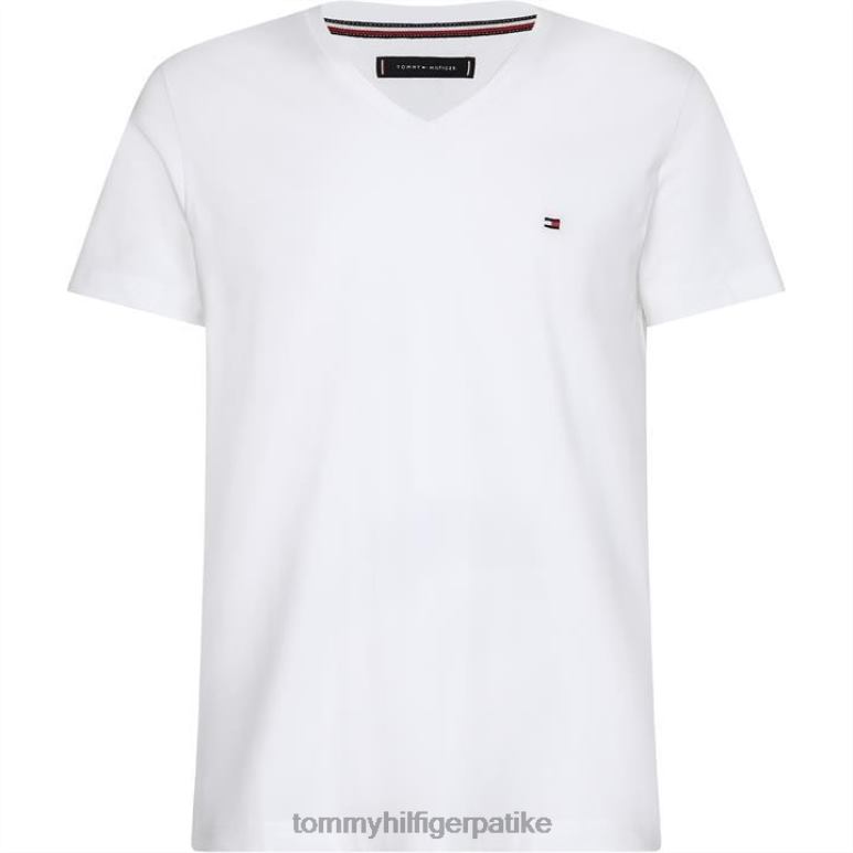 Tommy Hilfiger цоре стретцх в изрез слим фит мајица - 2D08019658 Tommy Hilfiger Clothing бела 100