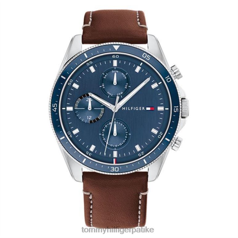 Tommy Hilfiger мушки сат са браон кожним ременом од нерђајућег челика - 2D08020222 Tommy Hilfiger Srbija сребрно/браон