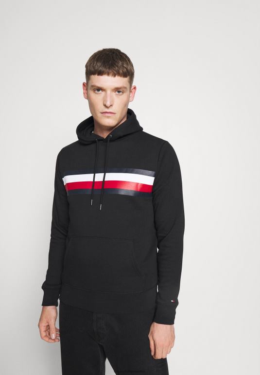 Tommy Hilfiger дуксерица са капуљачом на глобалне пруге - 2D0808592 Tommy Hilfiger Srbija црна