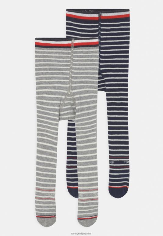 Tommy Hilfiger беби уске бретонске пруге унисекс хулахопке од 2 паковања - 2D0807178 Tommy Hilfiger Srbija сива