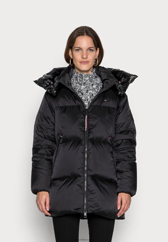 Tommy Hilfiger сјајни мат лого пуффер довн капут - 2D0808290 Tommy Hilfiger Srbija црна