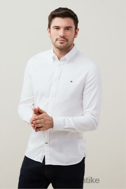 Tommy Hilfiger цоре флек добби слим фит мајица - 2D0803427 Tommy Hilfiger Srbija бела