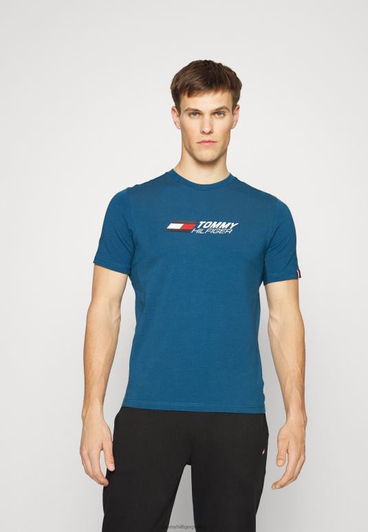Tommy Hilfiger Ессентиалс мајица са великим логом са принтом - 2D0806208 Tommy Hilfiger Srbija плави док