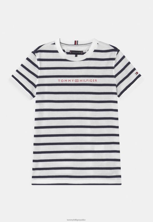 Tommy Hilfiger мајица са основним пругама са принтом - 2D0807978 Tommy Hilfiger Srbija бела