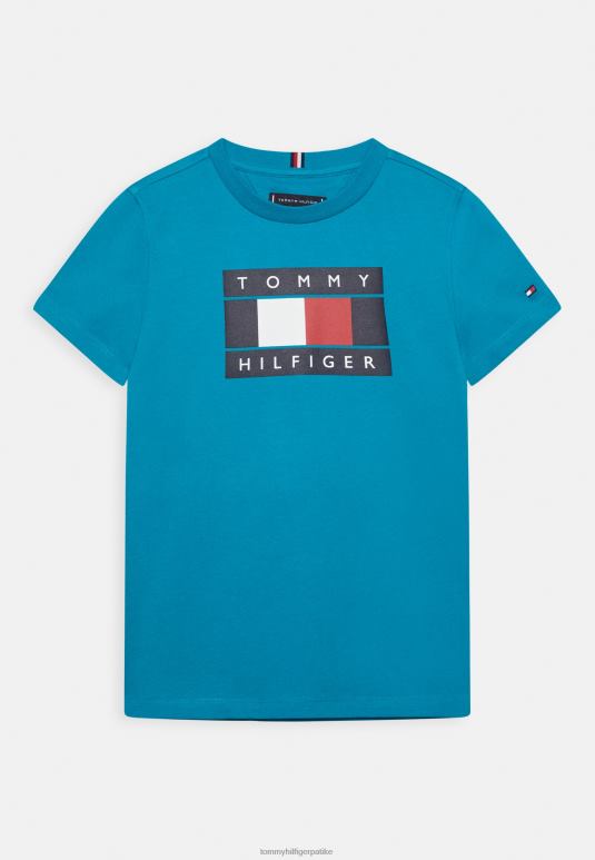 Tommy Hilfiger мајица са штампом са глобалном заставом - 2D0808031 Tommy Hilfiger Srbija нова теал