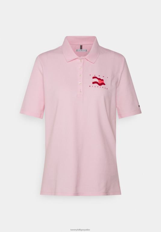 Tommy Hilfiger регуларна поло мајица са заставом стада - 2D0807812 Tommy Hilfiger Srbija пастелно розе