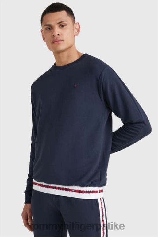 Tommy Hilfiger џемпер са округлим овратником од траке са логотипом - 2D0803528 Tommy Hilfiger Clothing плава
