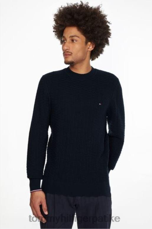 Tommy Hilfiger претерана структура скакач - 2D0803594 Tommy Hilfiger Clothing плава