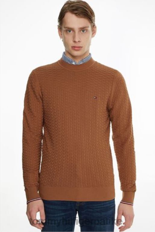 Tommy Hilfiger претерана структура скакач - 2D0803653 Tommy Hilfiger Clothing браон