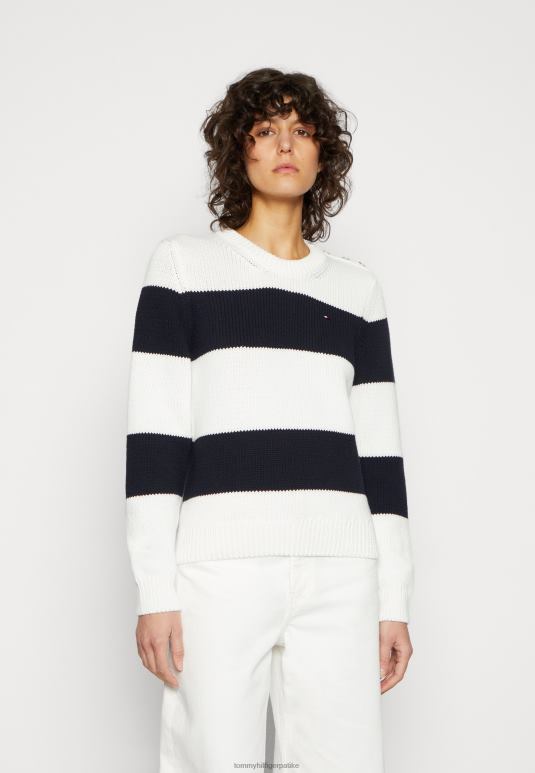 Tommy Hilfiger пругасти џемпер са дугмадима - 2D0804611 Tommy Hilfiger Clothing тамноплава