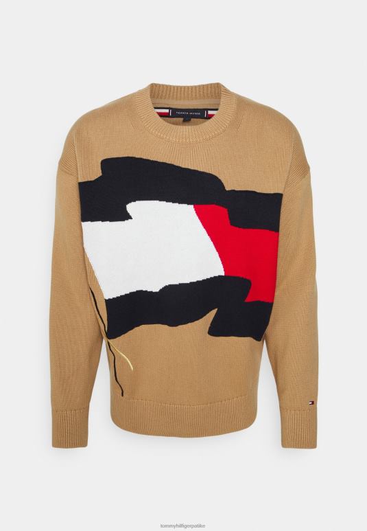 Tommy Hilfiger џемпер са таласастом заставом - 2D0808221 Tommy Hilfiger Srbija корпа браон
