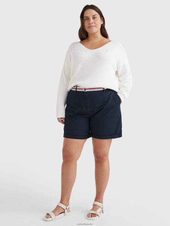 Tommy Hilfiger плетени џемпер са в-изрезом опуштеног кроја - 2D0802559 Tommy Hilfiger Clothing ецру