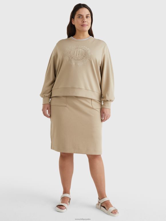 Tommy Hilfiger опуштена дуксерица са везом са кривином - 2D0802583 Tommy Hilfiger Clothing беж