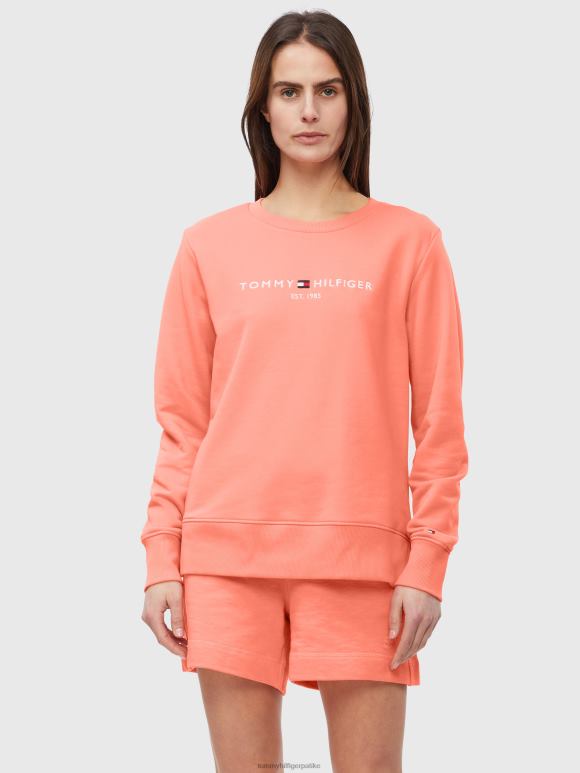 Tommy Hilfiger Дуксерица са округлим изрезом од органског памука - 2D0802595 Tommy Hilfiger Clothing цвет корала
