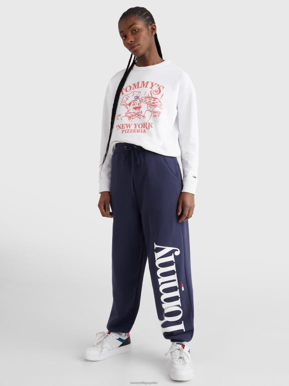 Tommy Hilfiger кутијаста дуксерица са принтом пице - 2D0802639 Tommy Hilfiger Clothing бела