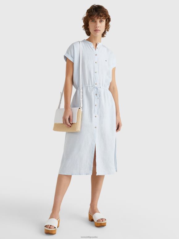 Tommy Hilfiger ланена опуштена миди кошуља хаљина - 2D0802052 Tommy Hilfiger Clothing ветровито плаво