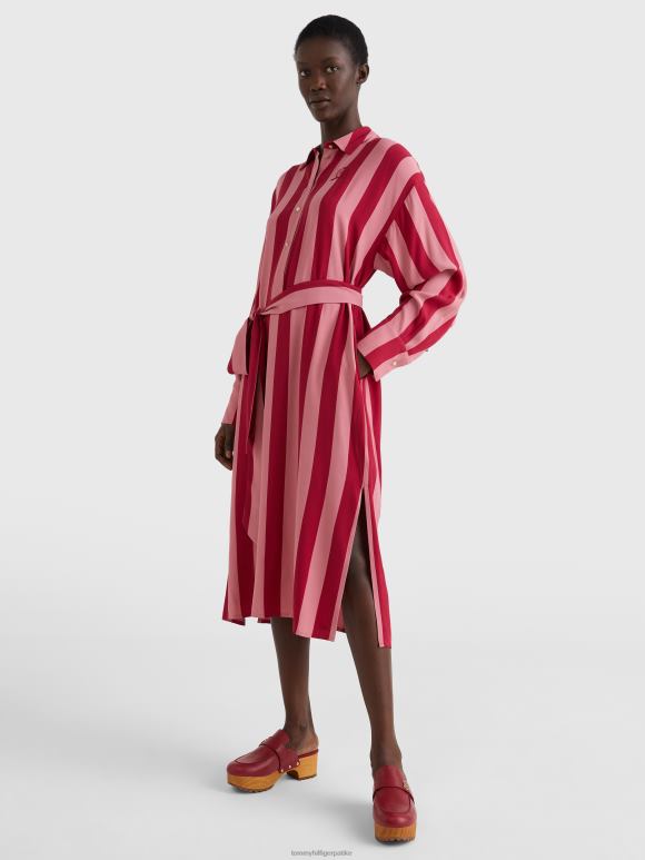 Tommy Hilfiger иконе грб опуштена кошуља хаљина - 2D0802080 Tommy Hilfiger Clothing вертикална рагби пруга / пастелно розе