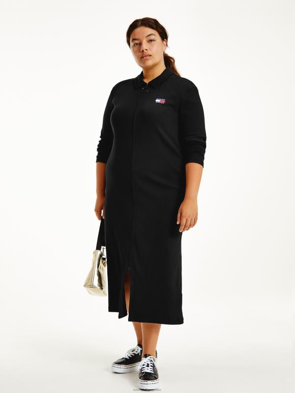 Tommy Hilfiger поло хаљина од органског памука закривљене ознаке - 2D0802092 Tommy Hilfiger Clothing црна