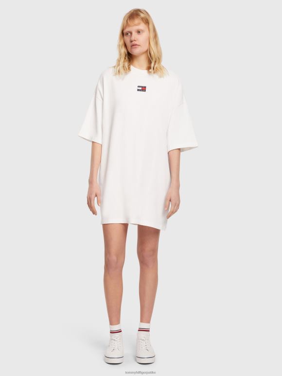 Tommy Hilfiger есенцијална значка мајица мини хаљина - 2D0802100 Tommy Hilfiger Clothing бела