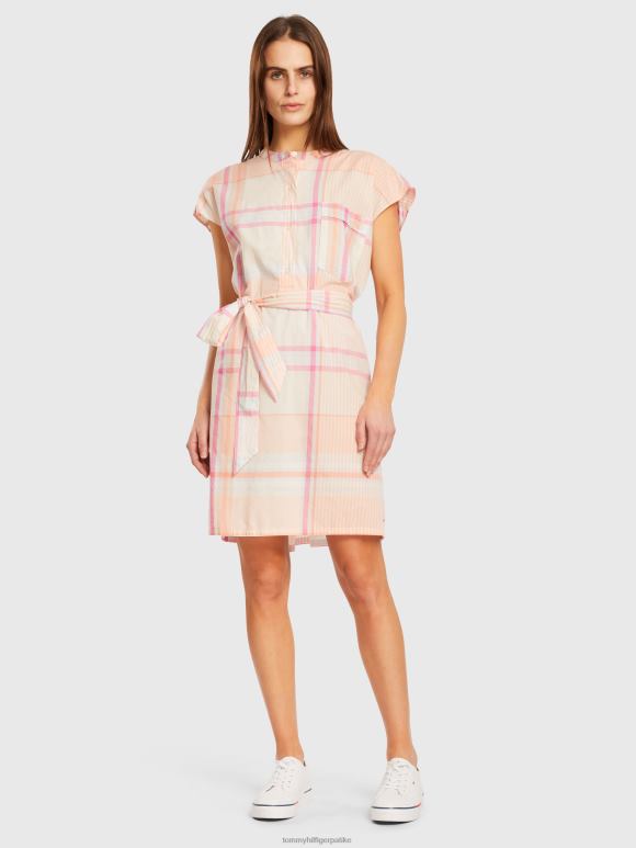 Tommy Hilfiger мадрас опуштена хаљина - 2D0802104 Tommy Hilfiger Clothing светло мадрас/бресква заласка сунца