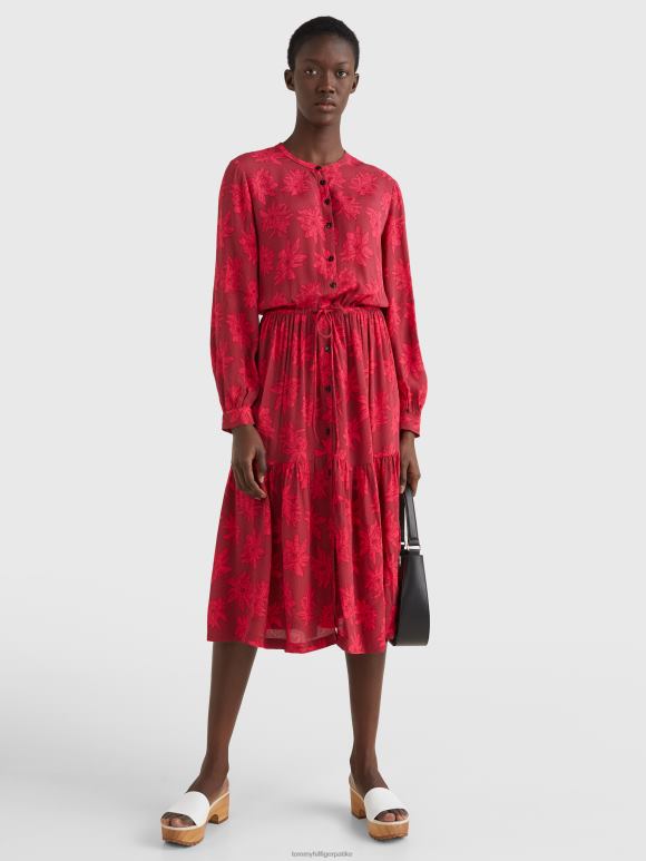 Tommy Hilfiger миди хаљина са цветним крепом - 2D0802108 Tommy Hilfiger Clothing цветање средње величине/ружичасти сјај
