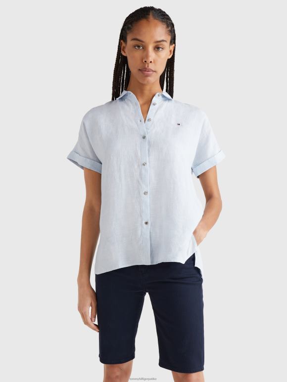 Tommy Hilfiger ланена кошуља кратких рукава регуларног кроја - 2D0802384 Tommy Hilfiger Clothing ветровито плаво