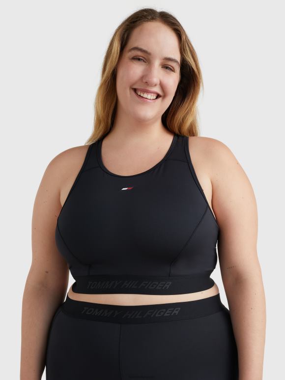 Tommy Hilfiger цурве спорт средње подршке грудњак са високим вратом - 2D0802036 Tommy Hilfiger Clothing црна