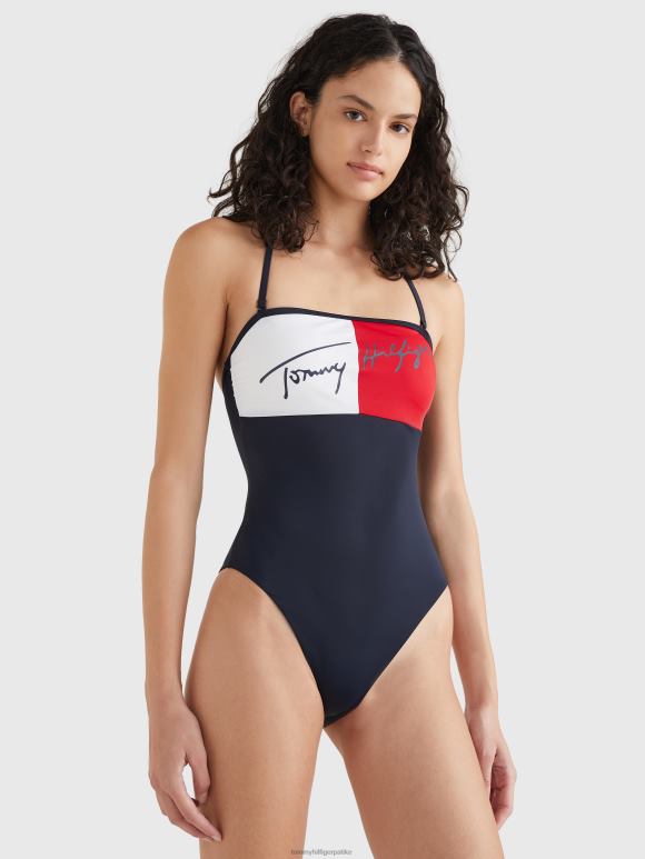 Tommy Hilfiger једноделни купаћи костим са траком у боји - 2D0802675 Tommy Hilfiger Clothing пустињско небо
