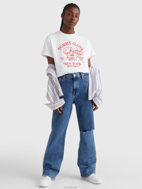 Tommy Hilfiger опуштена мајица са принтом пице - 2D0802746 Tommy Hilfiger Clothing бела