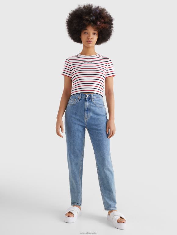 Tommy Hilfiger скраћена мајица на пруге - 2D0802758 Tommy Hilfiger Clothing тамно гримизно/мулти