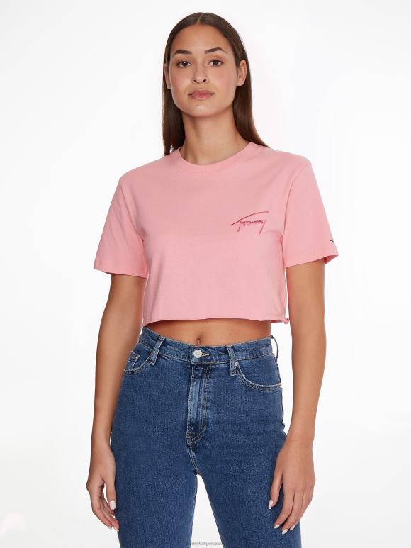 Tommy Hilfiger мајица са скраћеним логом са потписом - 2D0802782 Tommy Hilfiger Clothing свеже розе