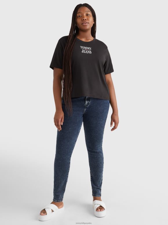 Tommy Hilfiger мајица са основним логотипом криве - 2D0802790 Tommy Hilfiger Clothing црна