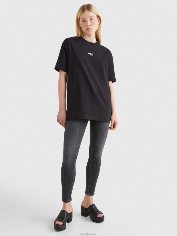 Tommy Hilfiger мајица превелике величине са значком - 2D0802806 Tommy Hilfiger Clothing црна