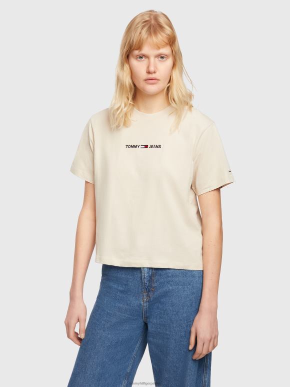 Tommy Hilfiger мајица од органског памука са везом логотипа - 2D0802842 Tommy Hilfiger Clothing камена беж