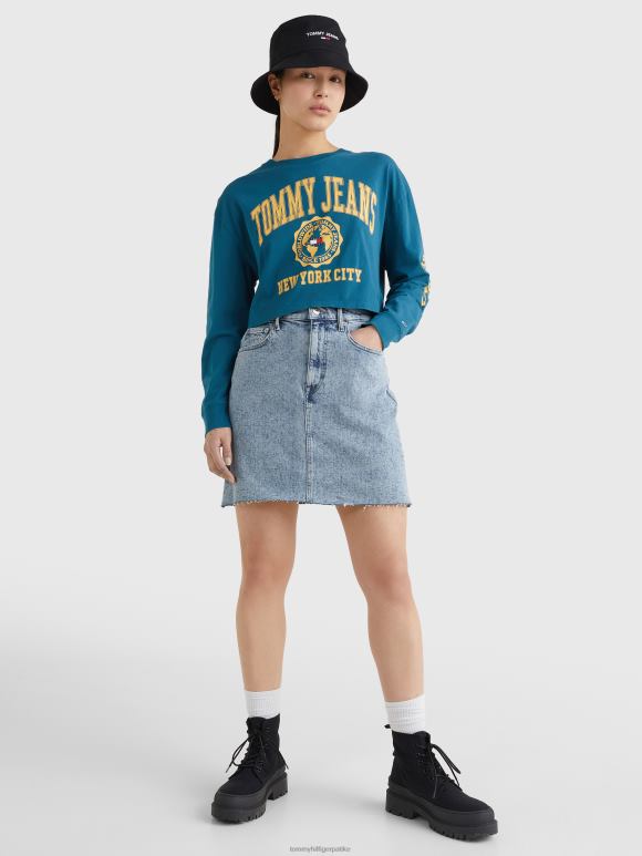 Tommy Hilfiger скраћена мајица дугих рукава са логотипом колеџа - 2D0802850 Tommy Hilfiger Clothing бензин