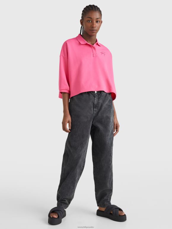 Tommy Hilfiger Цроп сигнатуре поло - 2D0802360 Tommy Hilfiger Clothing розе упозорење