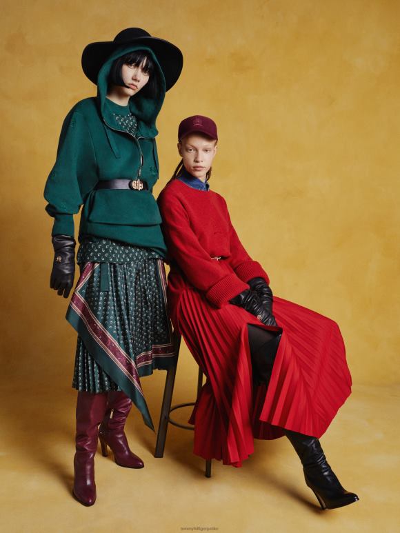 Tommy Hilfiger ексклузивна плисирана миди сукња од дреса - 2D0802471 Tommy Hilfiger Clothing примарно црвено