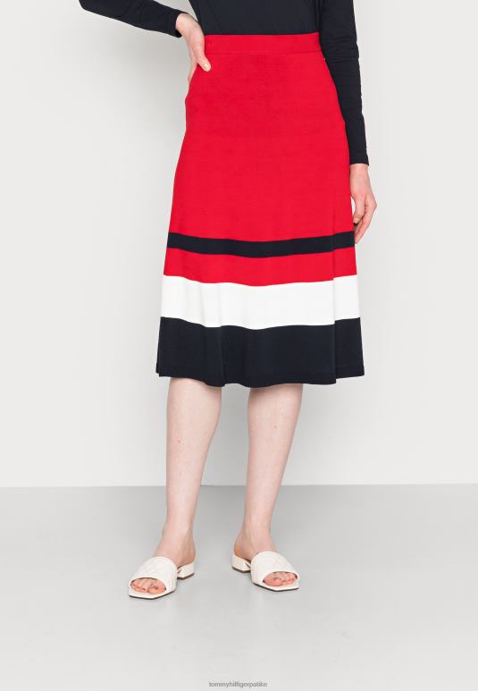 Tommy Hilfiger цолоурблоцк миди сукња оловка сукња - 2D0805621 Tommy Hilfiger Clothing екру/пустињско небо/примарни црвени стп