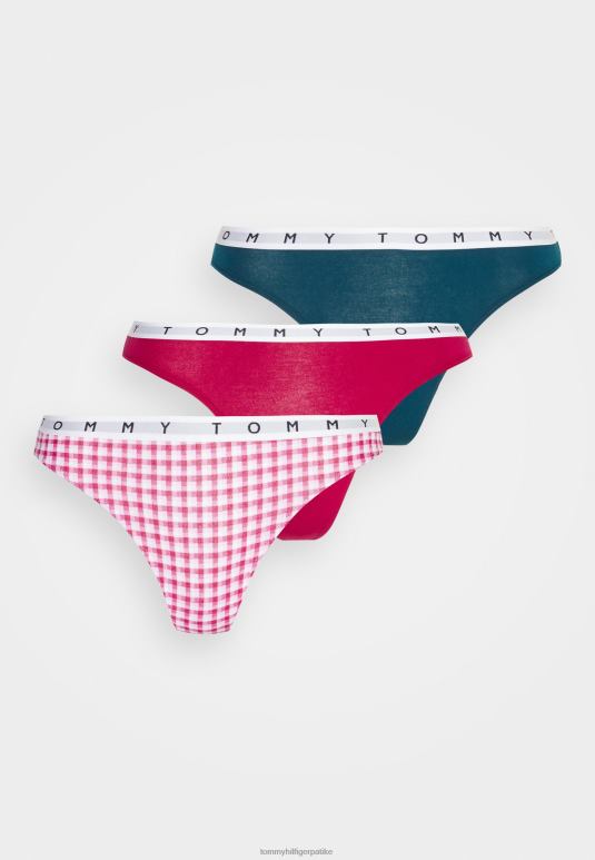 Tommy Hilfiger танге 3 паковање танге - 2D0804145 Tommy Hilfiger Clothing егзотична бобица/гингхам/ноћни ронилац
