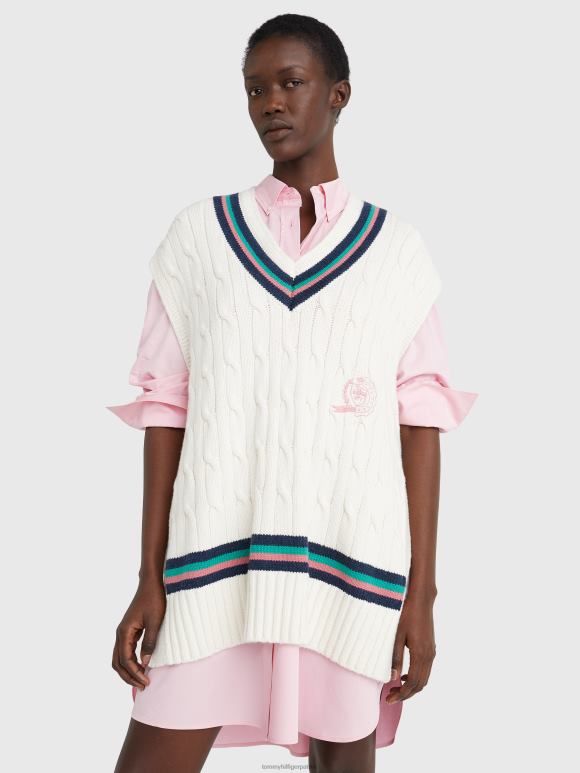 Tommy Hilfiger иконе превелики кабловски плетени џемпер прслук - 2D0802225 Tommy Hilfiger Clothing ецру