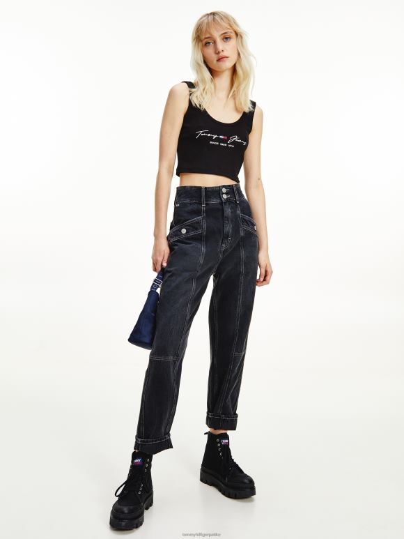 Tommy Hilfiger ребрасти скраћени врх - 2D0802892 Tommy Hilfiger Clothing црна